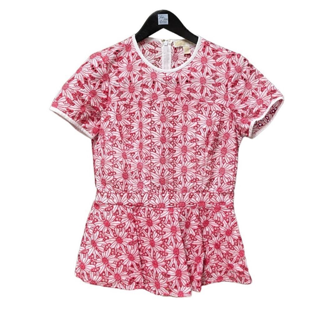 🌟70% OFF🌟NEW 🌟Michael Kors🌟Red Carved Cotton Short Sleeve Top